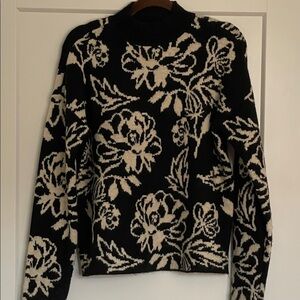 Express Black and Cream Floral Sweater